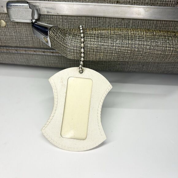 Vintage American Tourister Tri Taper Grey Suitcase Luggage Hard Shell Plaid 50s - Picture 13 of 16